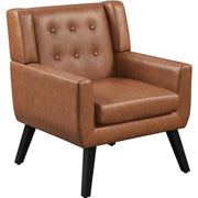 Button Tufted Armchair with Solid Wood Legs by Yaheetech