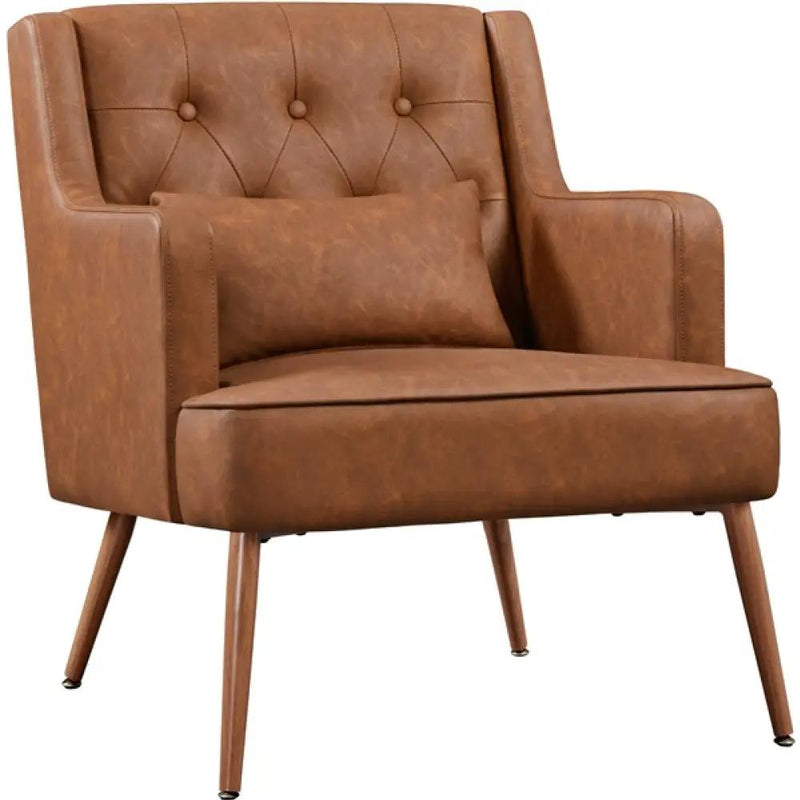 Button-Tufted PU Leather Accent Armchair by Yaheetech