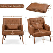 Button-Tufted PU Leather Accent Armchair by Yaheetech