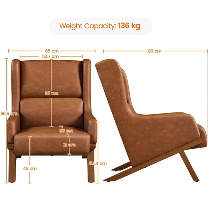 High Back PU Leather Accent Armchair by Yaheetech
