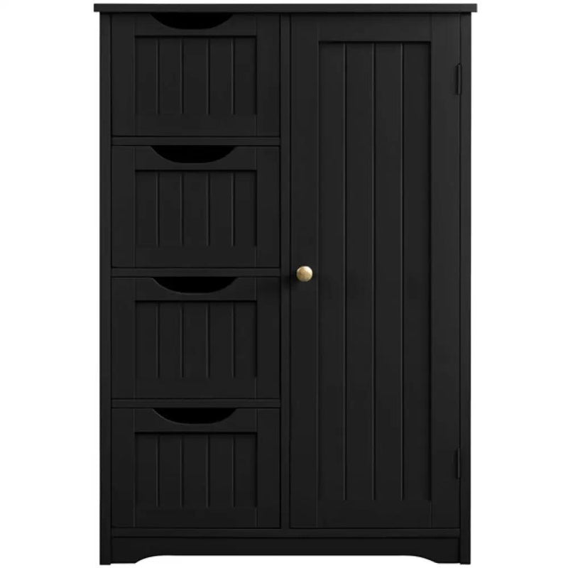 Wooden Bathroom Cabinet 4 Drawers & Cupboard Bathroom Storage Unit by Yaheetech