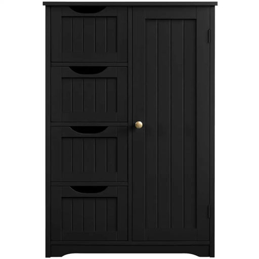 Wooden Bathroom Cabinet 4 Drawers & Cupboard Bathroom Storage Unit by Yaheetech