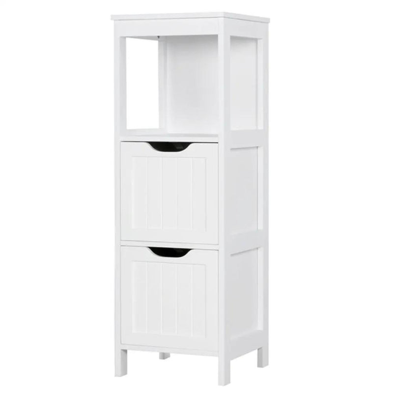 White Bathroom Cabinet 2 Hideaway Drawers 1 Shelf by Yaheetech