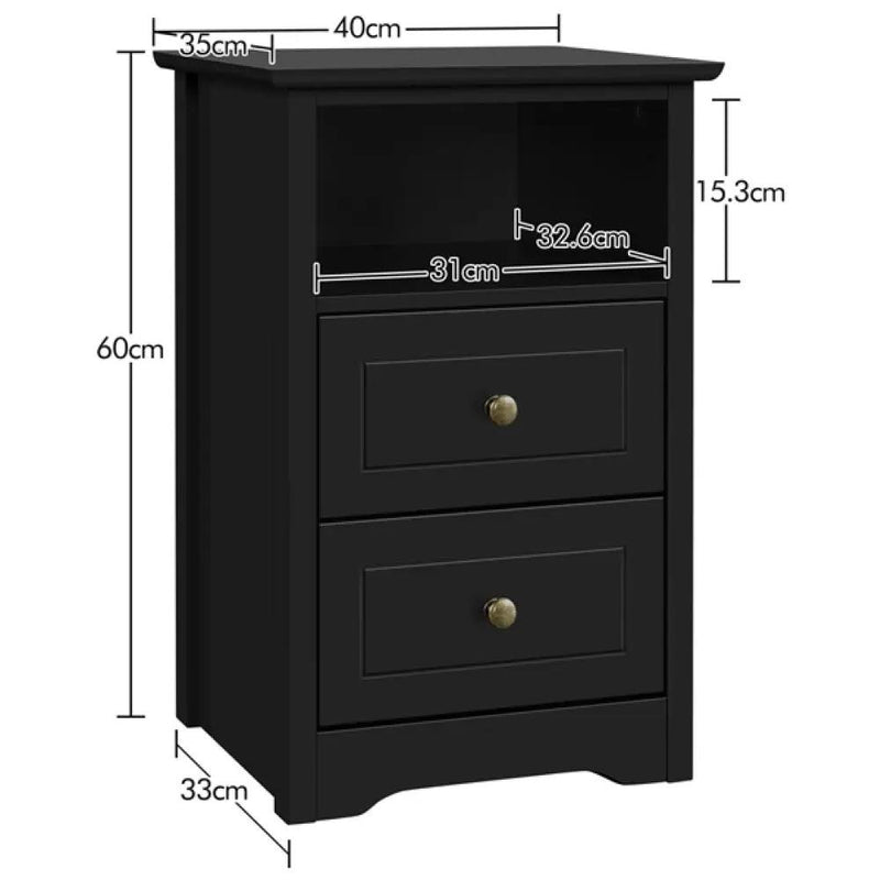 2 Drawer Bedside Table Sofa Side Table by Yaheetech