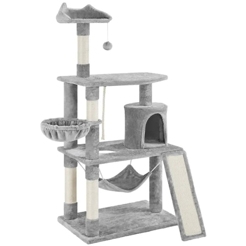 Deluxe Multi Level Cat Tree Condo with Basket & Hammock by Yaheetech