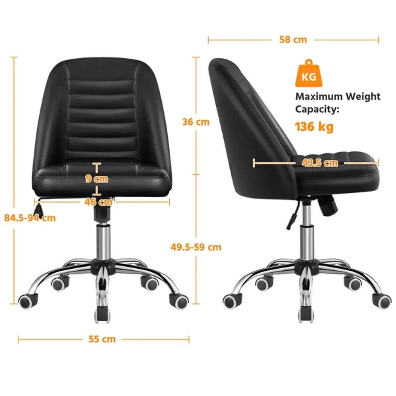 Faux Leather Mid Back Home Office Desk Chair by Yaheetech