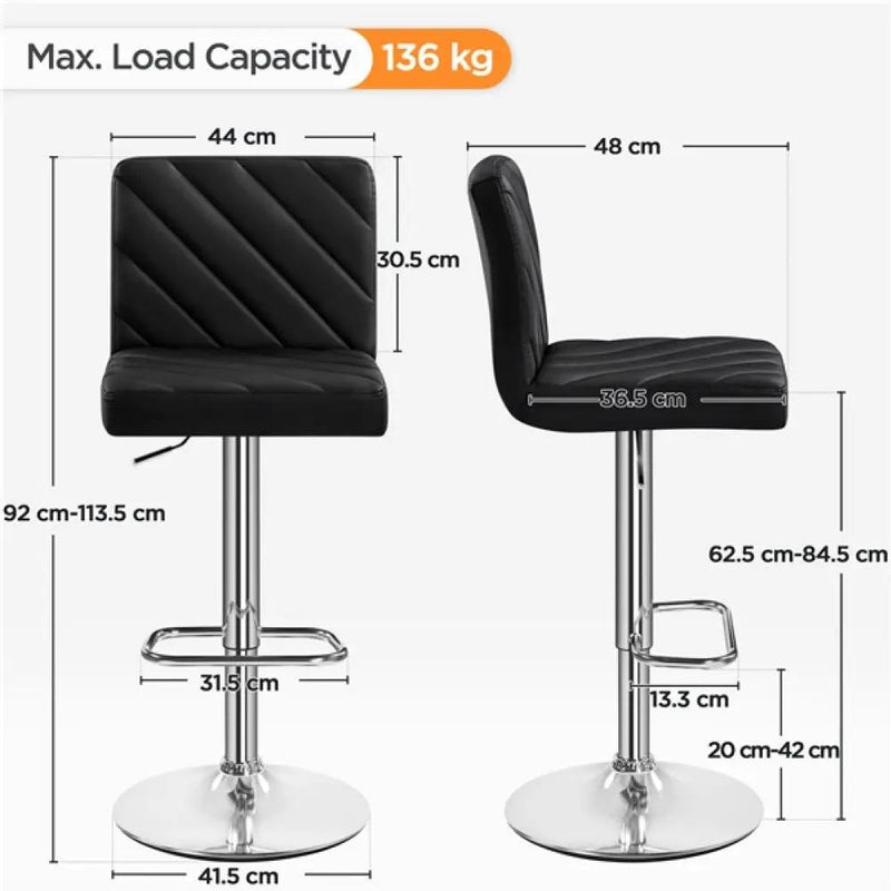 2pcs Modern PU Leather Swivel Bar Stools by Yaheetech