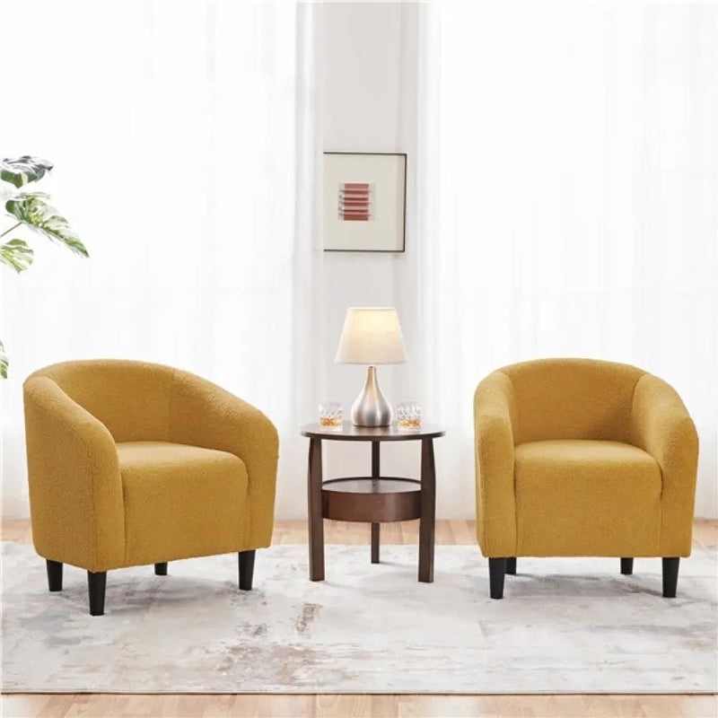 Boucle Club Chair Accent Barrel Chair by Yaheetech