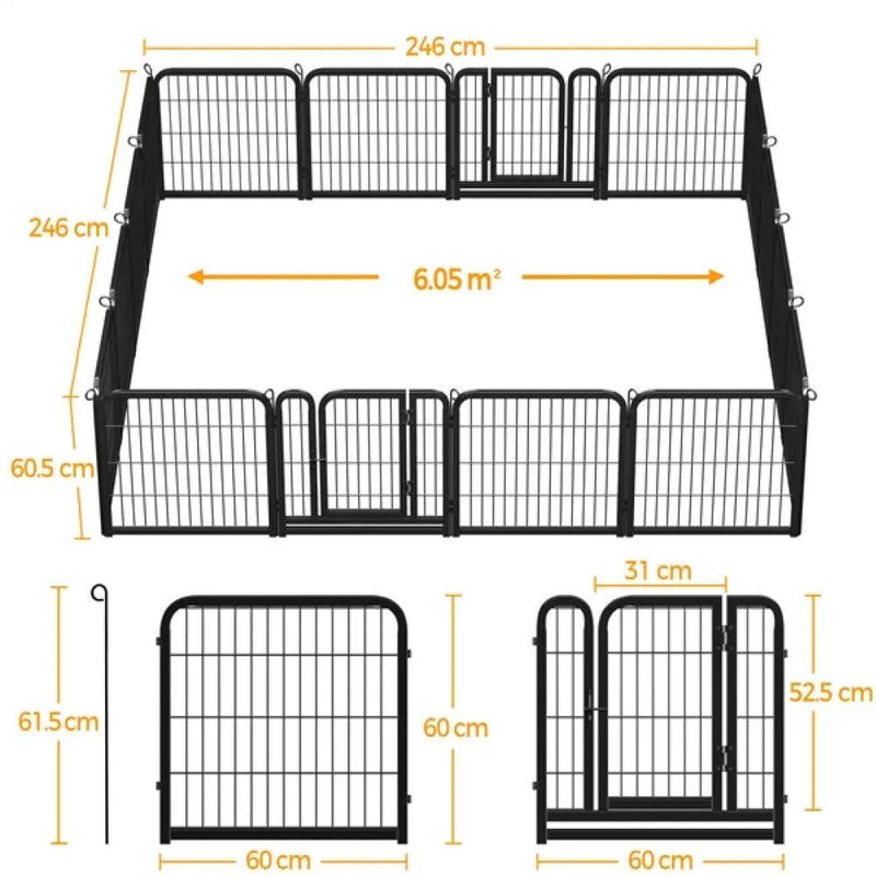 16pcs Dog Pen Pet Barrier Fence by Yaheetech