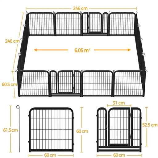 16pcs Dog Pen Pet Barrier Fence by Yaheetech