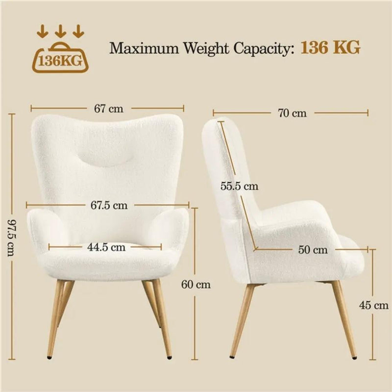 Boucle Accent Chair Armchair by Yaheetech