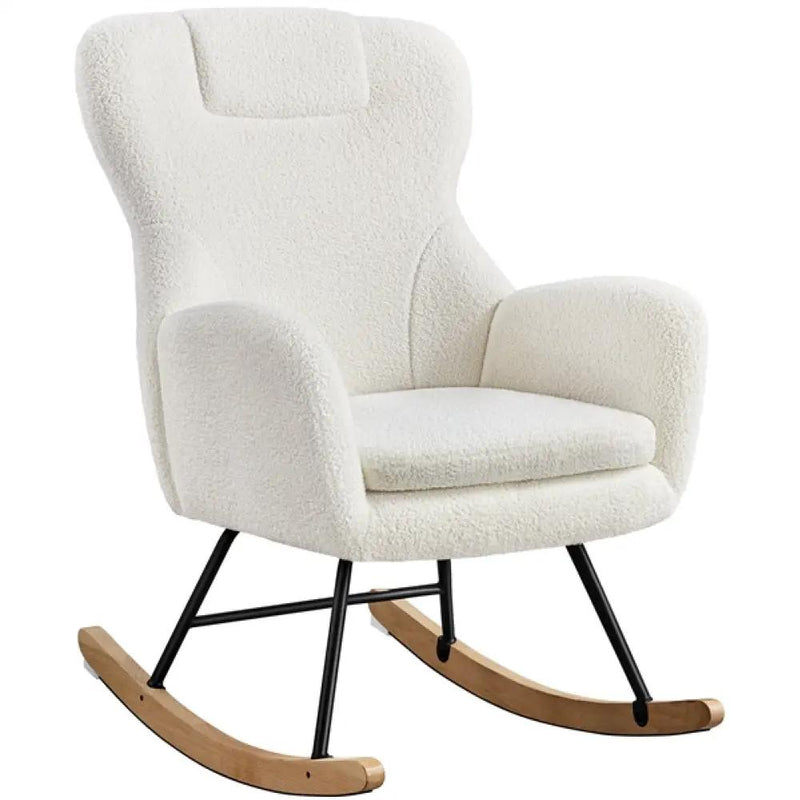 Boucle Upholstered Armchair Rocking Chair by Yaheetech