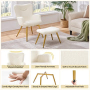 Boucle Accent Chair and Ottoman by Yaheetech
