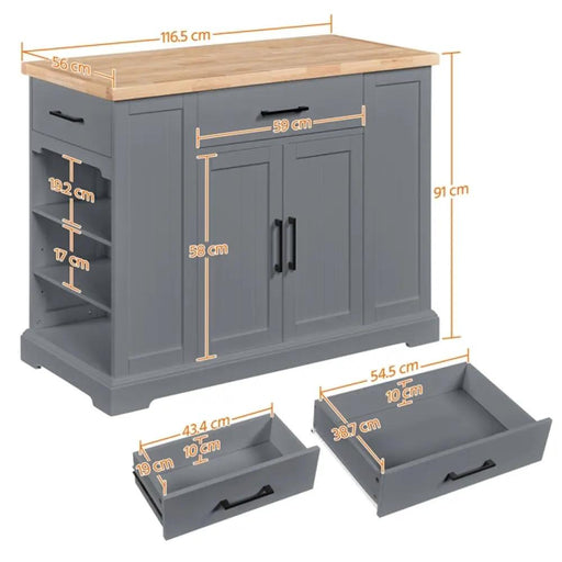 Wooden Kitchen Island Kitchen Cart Kitchen Trolley by Yaheetech