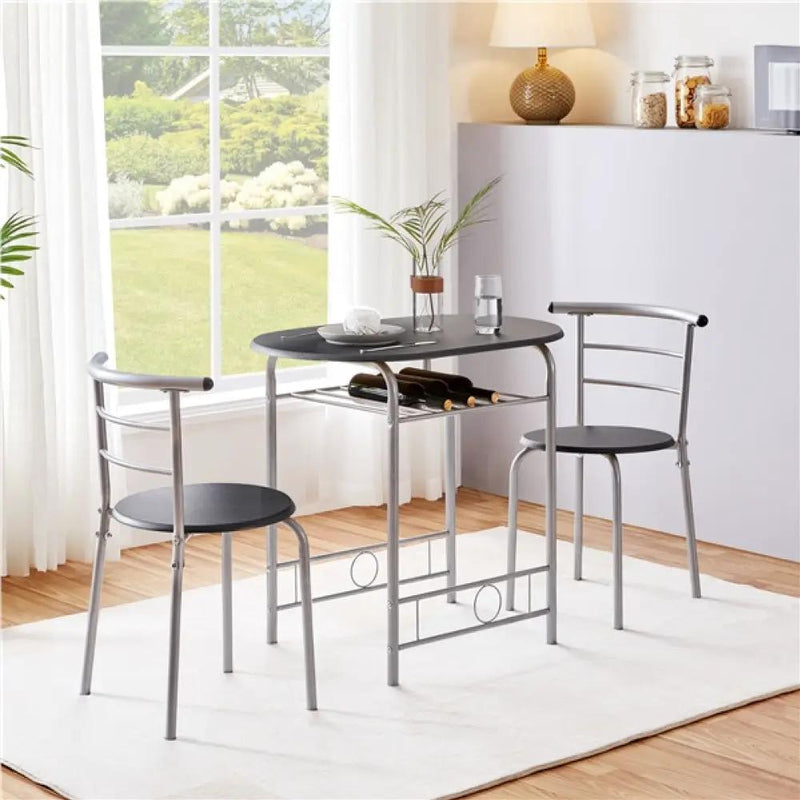 Modern Round Dining Table Set for 2 Dining Chairs by Yaheetech