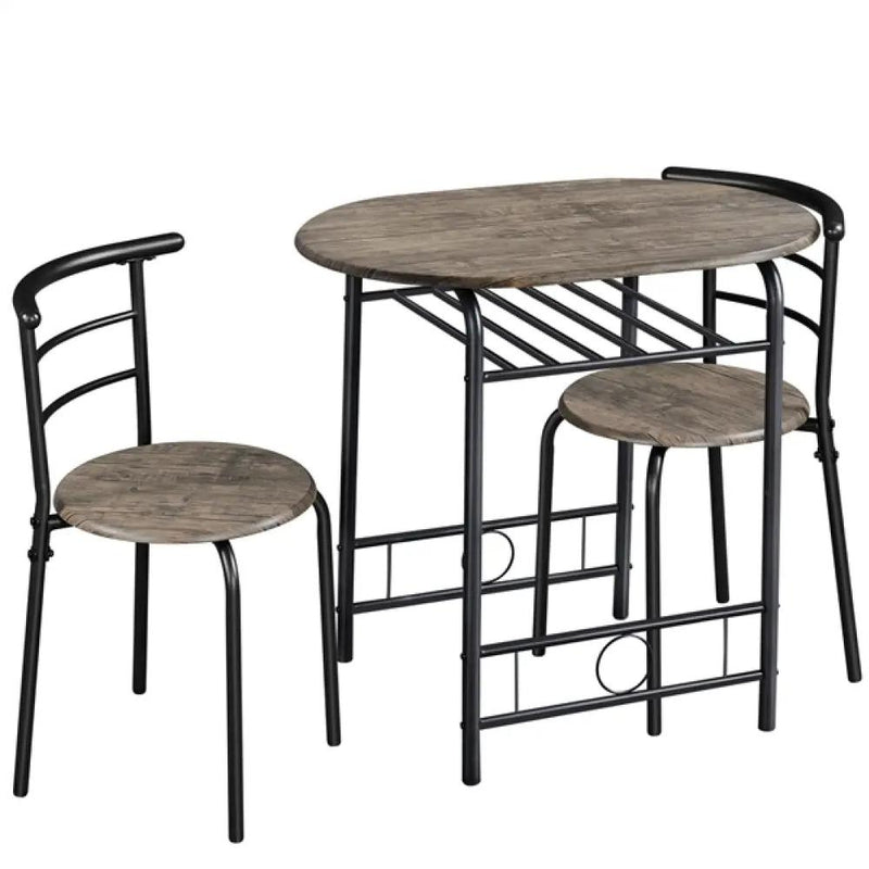 3 Piece Dining Set Round Dining Table Set by Yaheetech