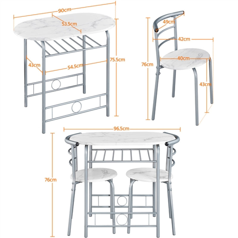Modern Dining Set 1X Table + 2 Chairs by Yaheetech