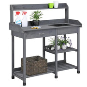 Garden Potting Bench with Basin Garden Work Bench Station by Yaheetech