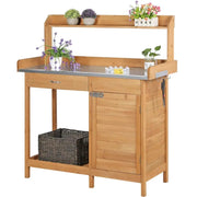 Outdoor Garden Potting Bench Table Work Bench Metal Tabletop by Yaheetech
