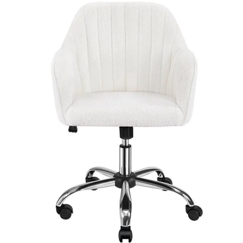 Modern Boucle Desk Chair Computer Chair Computer Chair Ivory by Yaheetech