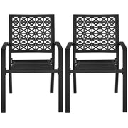 Set of 2 Outdoor Patio Dining Chairs with Armrests Modern Steel Bistro Chairs by Yaheetech