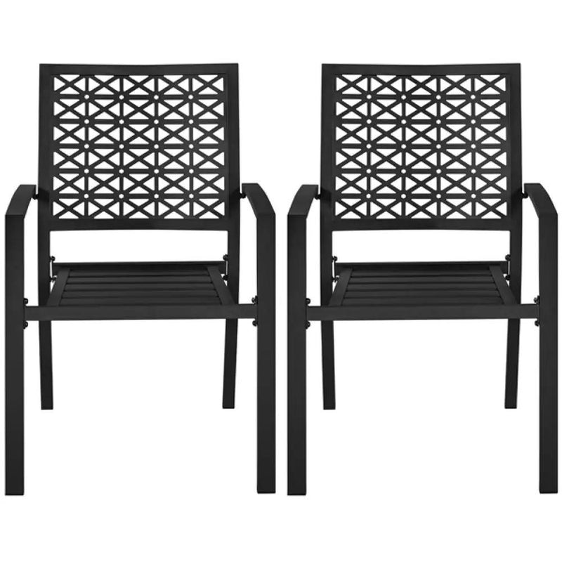 Set of 2 Outdoor Patio Dining Chairs with Armrests Modern Steel Bistro Chairs by Yaheetech