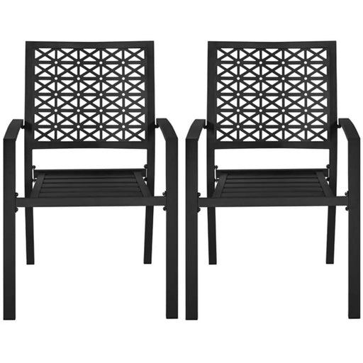 Set of 2 Outdoor Patio Dining Chairs with Armrests Modern Steel Bistro Chairs by Yaheetech