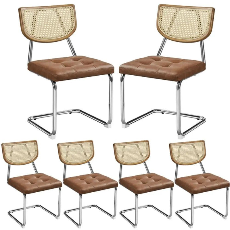 6PCS Mid-Century Modern Dining Chairs with Mesh Rattan Back by Yaheetech