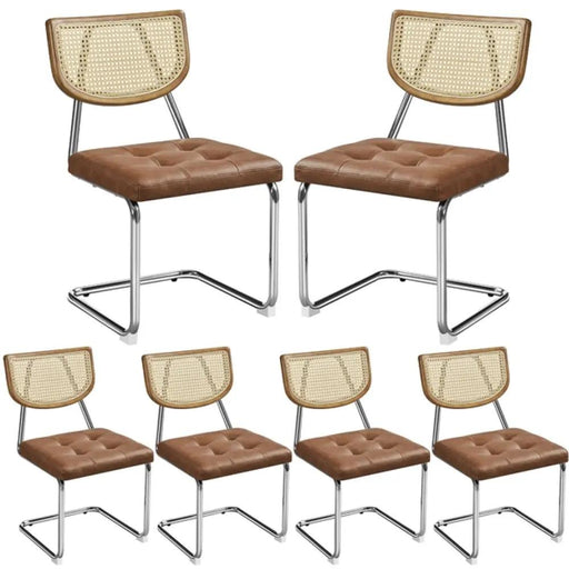 6PCS Mid-Century Modern Dining Chairs with Mesh Rattan Back by Yaheetech