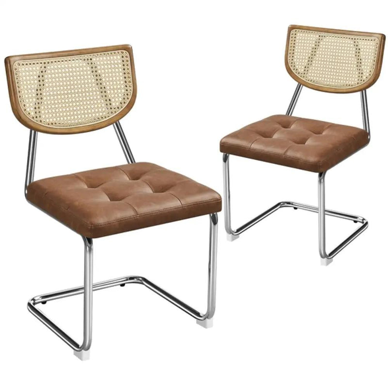 6PCS Mid-Century Modern Dining Chairs with Mesh Rattan Back by Yaheetech