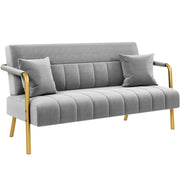 Velvet Upholstered Sofa Couch + Accent Armchair Lounge Chair by Yaheetech