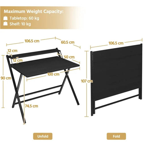 2-Tier Foldable Computer Desk w/ Monitor Shelf by Yaheetech