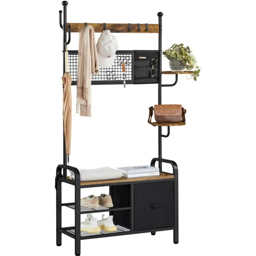 Hall Tree with Cat House Coat Rack Shoe Rack by Yaheetech