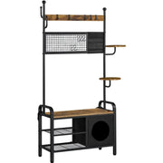 Hall Tree with Cat House Coat Rack Shoe Rack by Yaheetech
