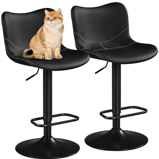 Set of 2 Height Adjustable PU Leather Bar Stools by Yaheetech