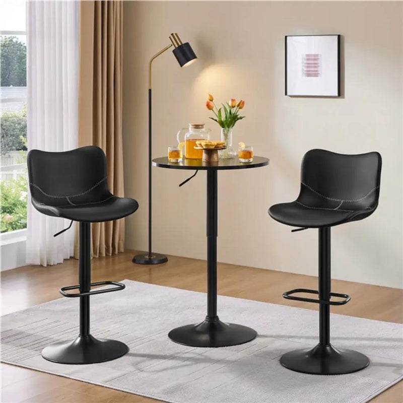 Set of 2 Height Adjustable PU Leather Bar Stools by Yaheetech