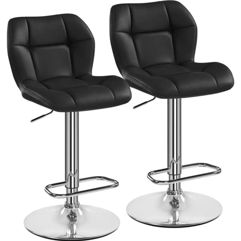 2PCS Adjustable Bar Stool Modern Faux Leather Swivel Bar Chair by Yaheetech