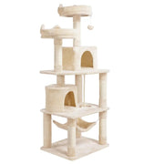 Multi-Level Cat Tree with 2 Condos & 2 Perches & Scratching Posts & Hammock by Yaheetech