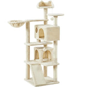 Cat Tree Condo Kitten Tree Tower w/ 2 Condos & Dangling Ball & Round Platform & Ladder by Yaheetech