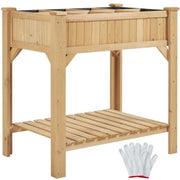 8-Pocket Wood Elevated Garden Planter with Fabric Liner by Yaheetech