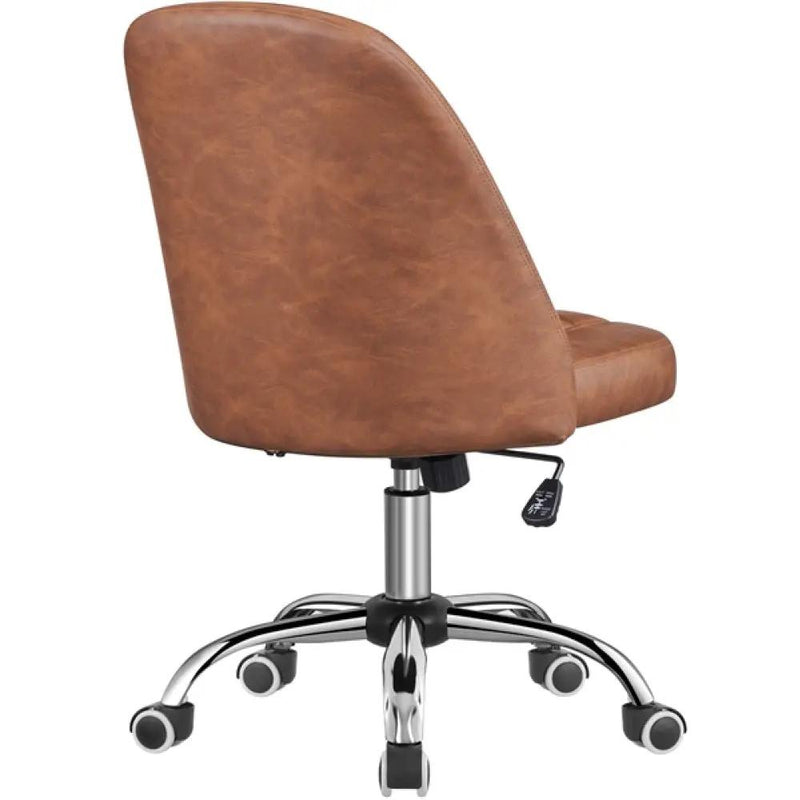 Faux Leather Mid Back Home Office Desk Chair by Yaheetech