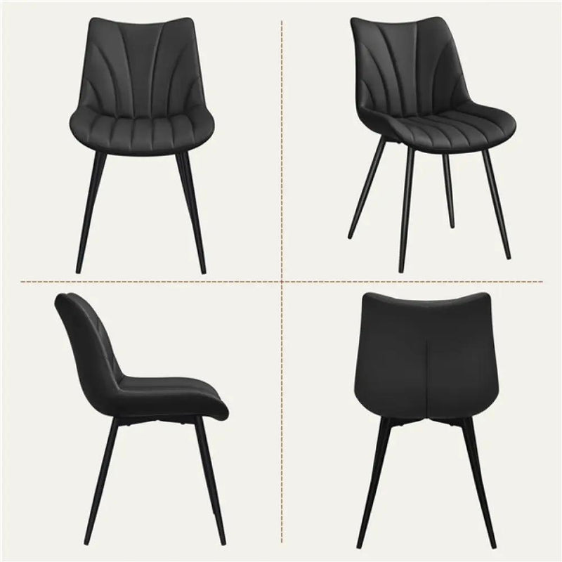 Set of 4 Modern Faux Leather Upholstered Dining Chairs with Metal Legs by Yaheetech