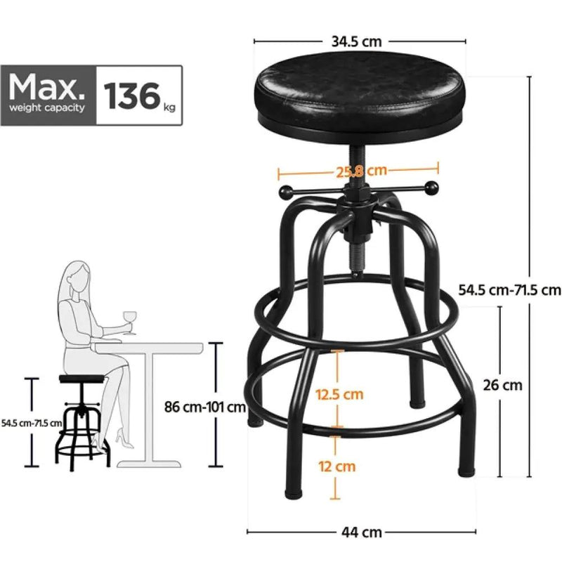 Vintage Industrial Bar Stool Rustic Swivel Bar Stool by Yaheetech