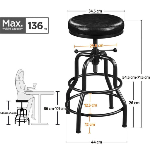 Vintage Industrial Bar Stool Rustic Swivel Bar Stool by Yaheetech
