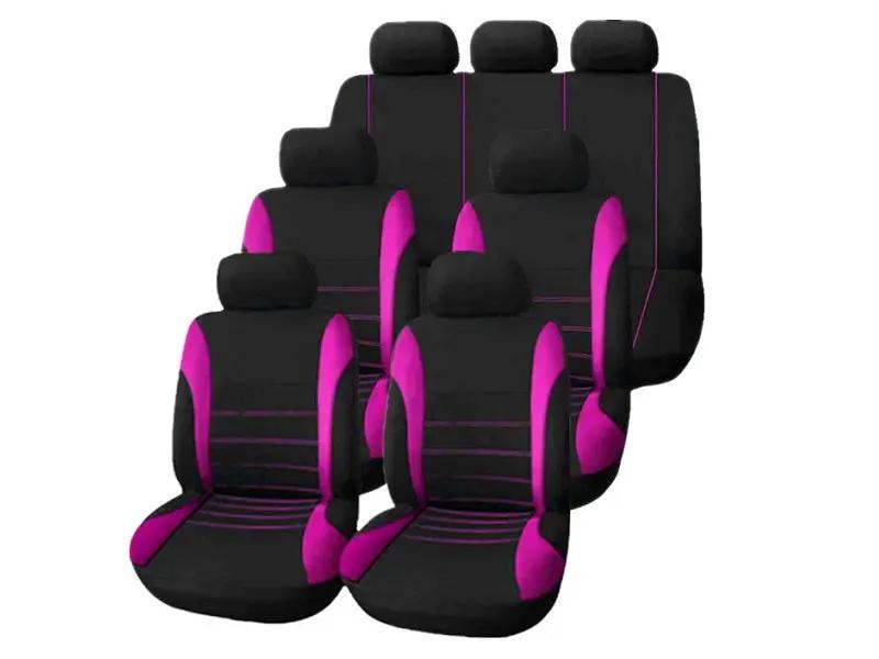BLACK/PINK 13P Auto Seat Covers Car Truck SUV Van Universal Protectors Polyester by dealonline.co.nz