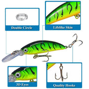 10 Pack Fishing Lures Hard Baits, 3D Eyes Minnow Fishing Lures 7cm 6g by dealonline.co.nz