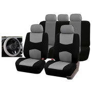 Car Seat Cover 5 Seater Front Rear Cushion Mat Polyester Steering Wheel Cover by dealonline.co.nz