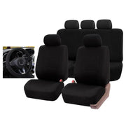 Car Seat Cover 5 Seater Front Rear Cushion Mat Polyester Steering Wheel Cover by dealonline.co.nz