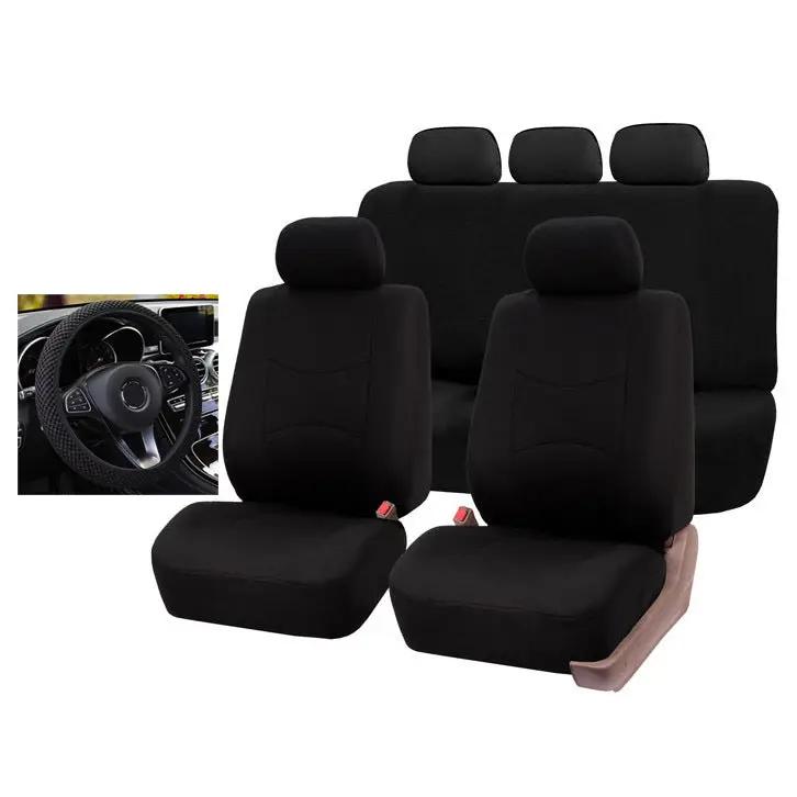 Car Seat Cover 5 Seater Front Rear Cushion Mat Polyester Steering Wheel Cover by dealonline.co.nz