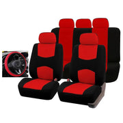 Car Seat Cover 5 Seater Front Rear Cushion Mat Polyester Steering Wheel Cover by dealonline.co.nz